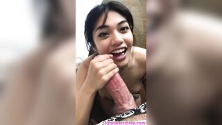 Spicy Asians: Asian girl play with a thick veiny cock #2