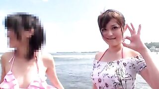 Haruki Sato and Mao Hamasaki | Picking Up Random Girls On The Beach For Some Lesbian Sex