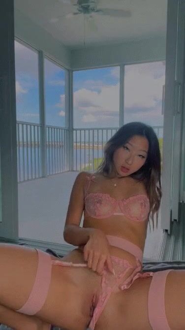 Pink lingerie with a pink pussy