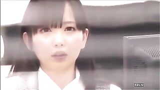 Asian Lesbian: Two office ladies smooching in front of their co-worker #4
