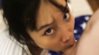 Asian Girls with White Cocks: She Takes Cum And Then Throats Herself #2