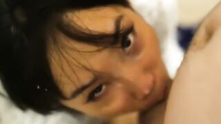 Asian Girls with White Cocks: She Takes Cum And Then Throats Herself #3