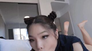 Hot asian with princess lea hairbuns sucks big dick