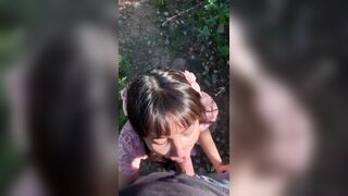 Asian: Cute little Asian Girl Plays with and Rides Daddy's Dick in the Park #3