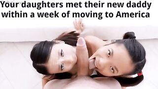 Asian Cuckold Captions: Since moving to America, your daughters no longer call you Daddy... Wonder why... #2