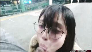 Asian Blowjobs: Amateur Japanese Girl Flashing Her Tits Before Giving A Blowjob On A Train Platform #3