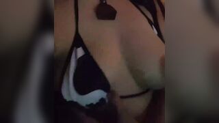 just a cowgirl licking her tits Tonite :)